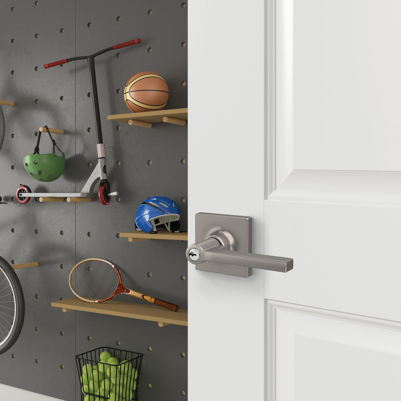Schlage Home Essentials Hendrix Keyed Entry Door Lever with Crawley Trim