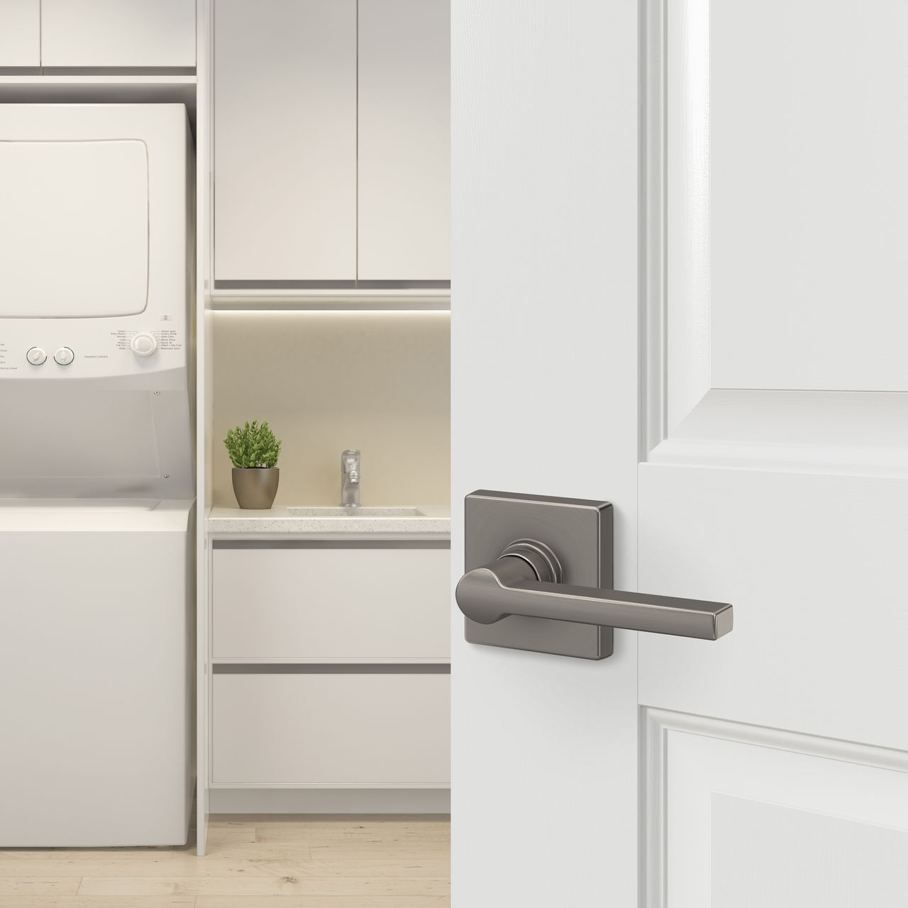 Schlage Home Essentials Hendrix Hall and Closet Passage Door Lever with Crawley Trim