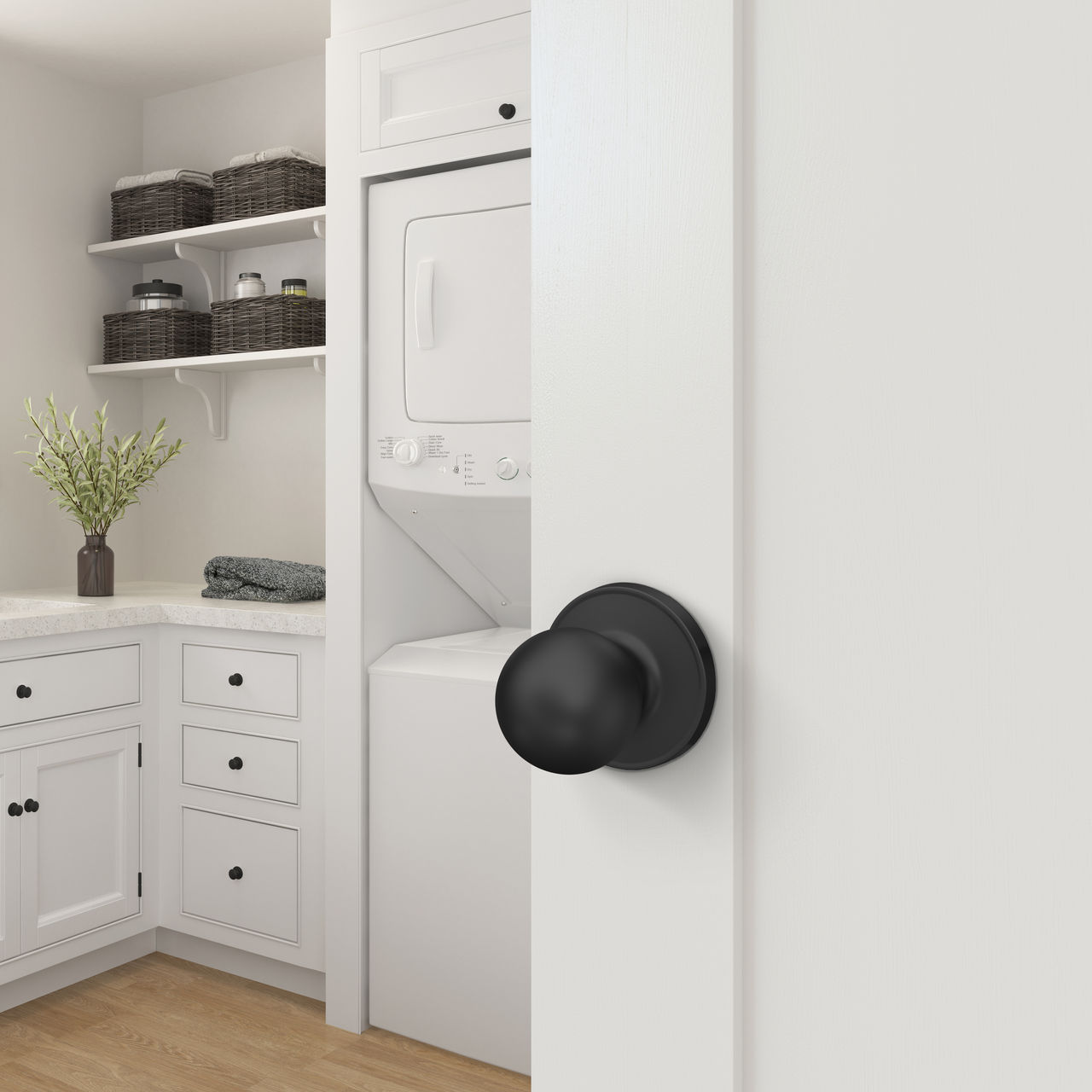 Schlage Home Essentials Jannell Hall and Closet Passage Door Knob, 4-Pack