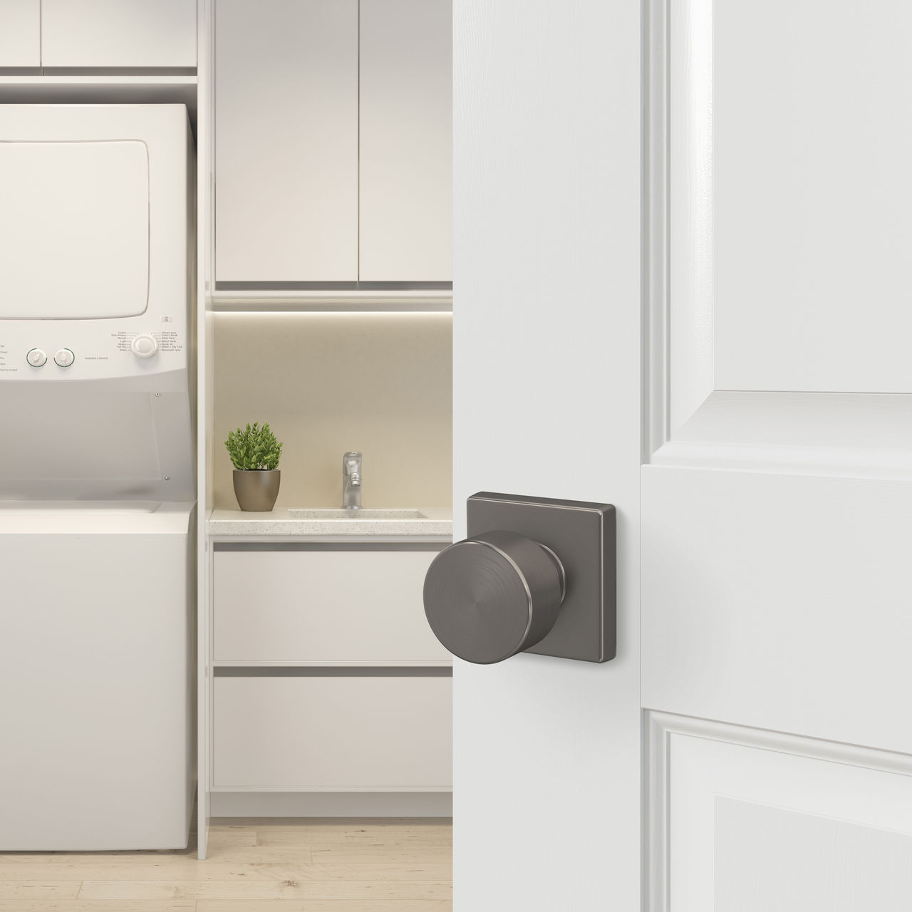 Schlage Home Essentials Serrure de couloir et de placard à bouton Realm avec garniture Crawley