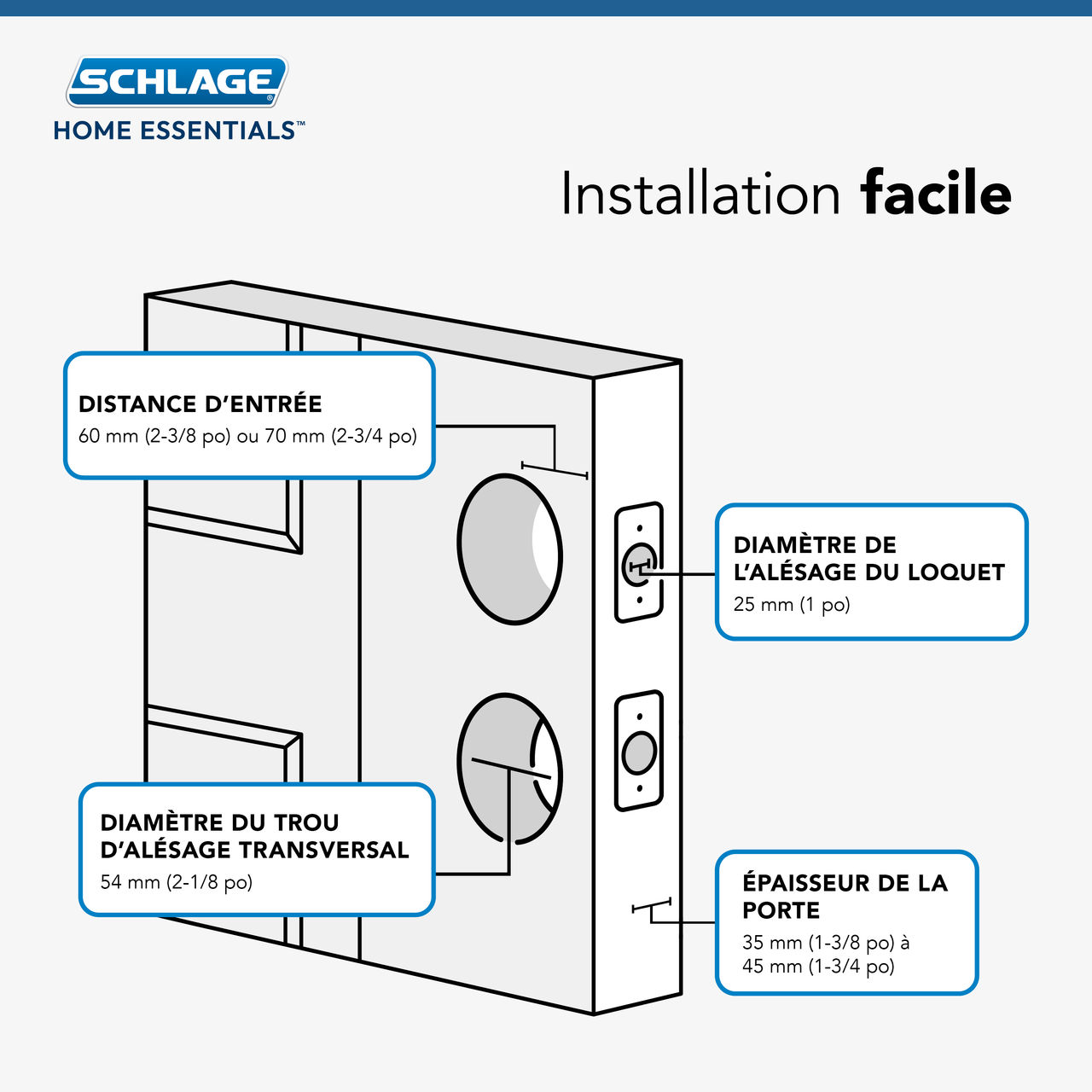 Schlage Home Essentials Pêne dormant à un cylindre et serrure d’entrée à bouton à clé Marwood