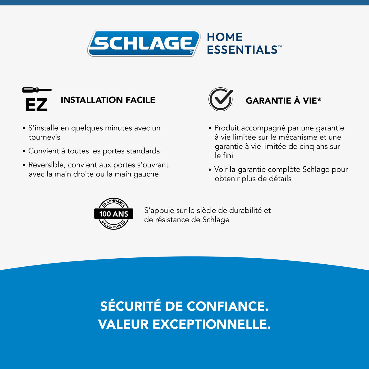 Schlage Home Essentials Serrure de chambre et de salle de bain à levier Hendrix