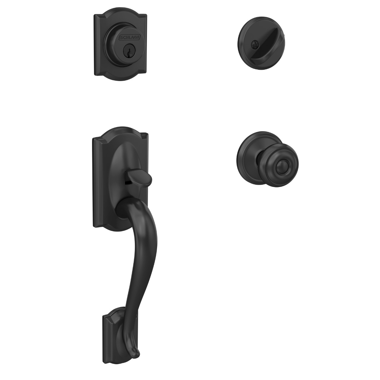 Custom Single Cylinder Handleset and Georgian Knob with Alden Trim
