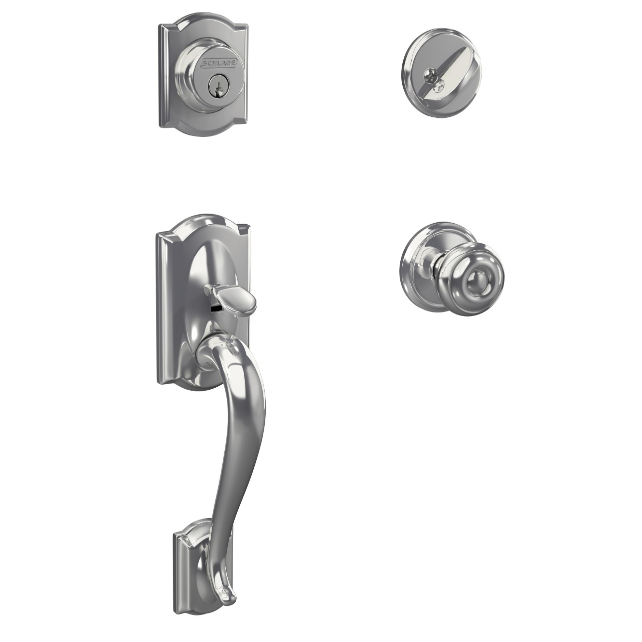 Custom Single Cylinder Handleset and Georgian Knob with Alden Trim