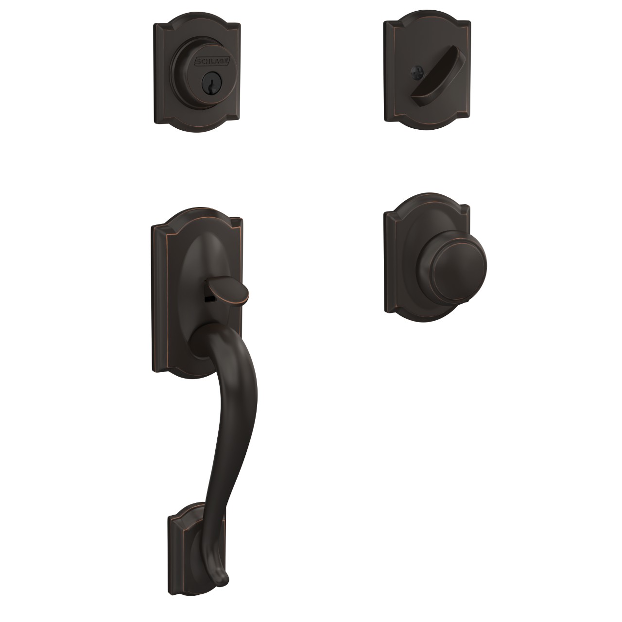 Custom Single Cylinder Handleset and Andover Knob with Camelot Trim