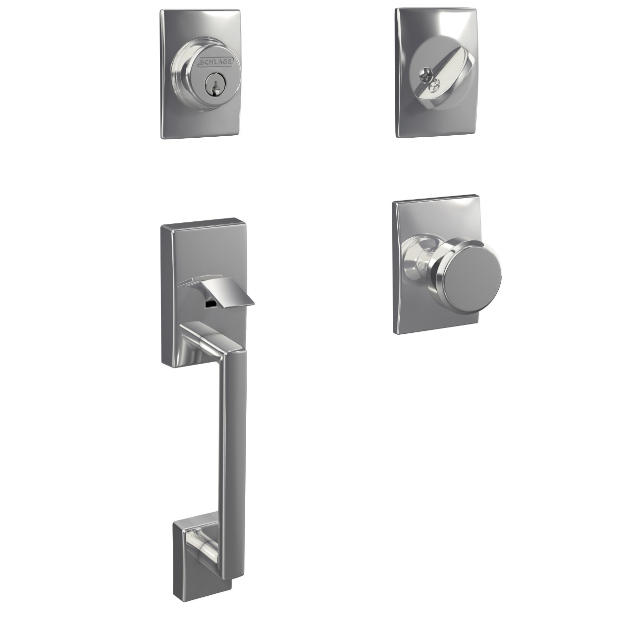 Custom Single Cylinder Handleset and Bowery Knob with Century Trim