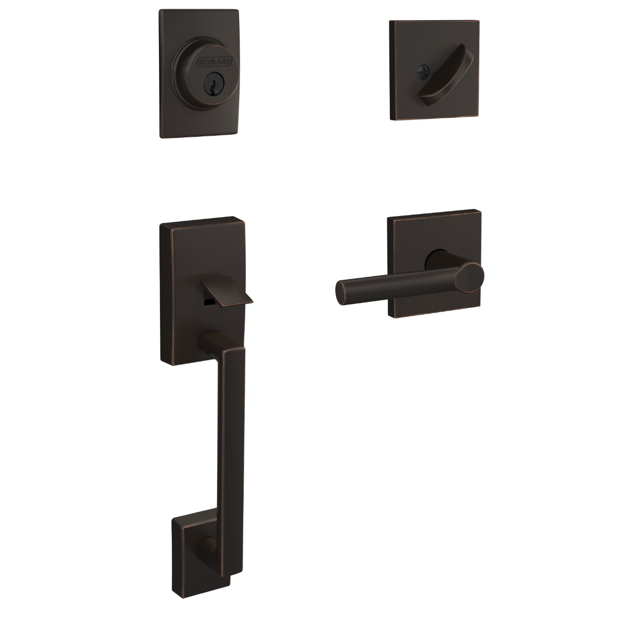 Custom Single Cylinder Handleset and Broadway Lever with Collins Trim