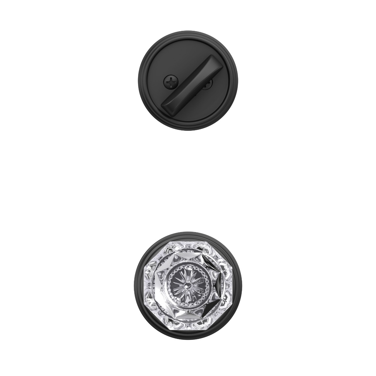 Single Cylinder Handleset Interior with Alexandria Glass Knob
