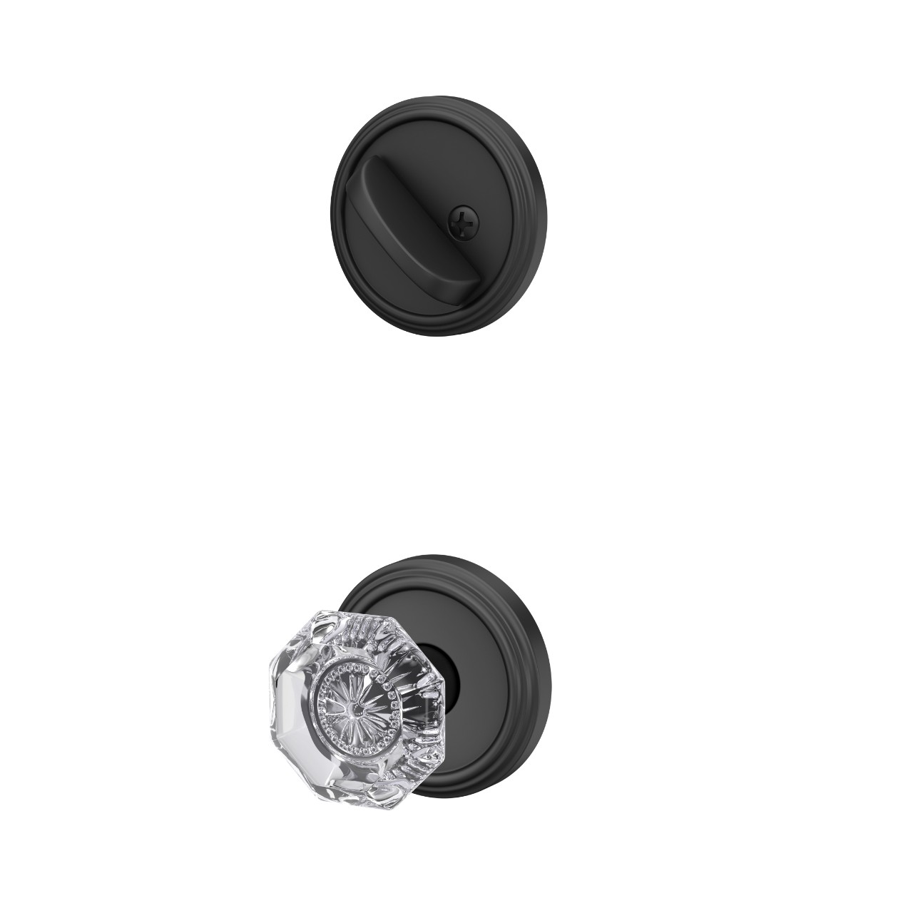 Single Cylinder Handleset Interior with Alexandria Glass Knob