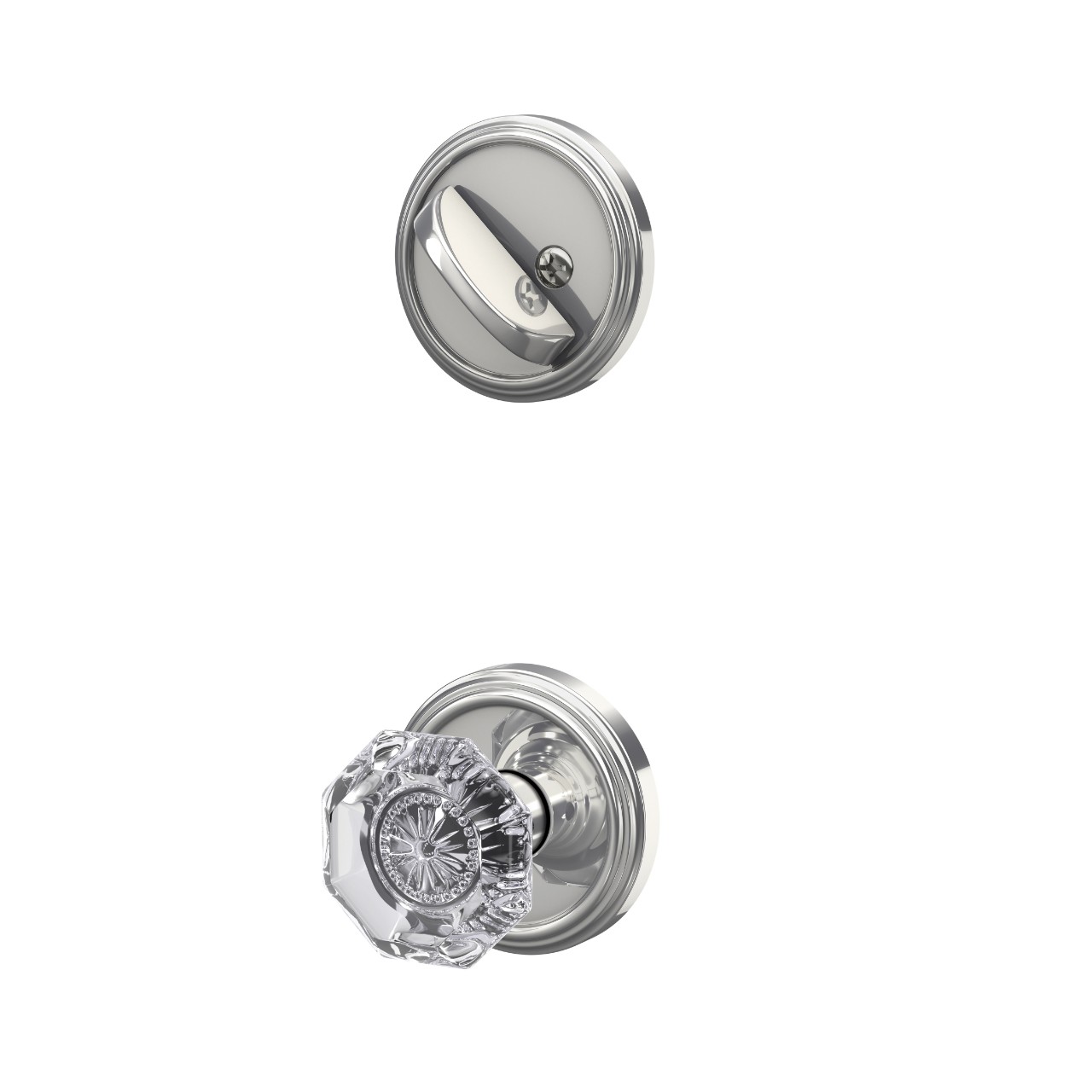 Single Cylinder Handleset Interior with Alexandria Glass Knob