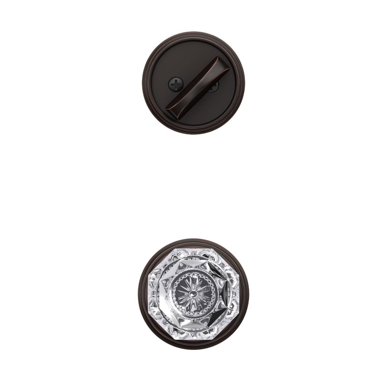 Single Cylinder Handleset Interior with Alexandria Glass Knob