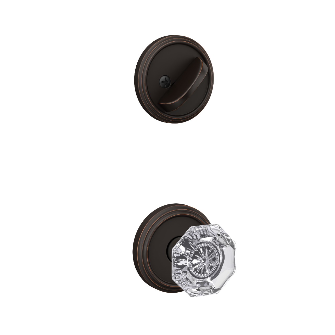 Single Cylinder Handleset Interior with Alexandria Glass Knob