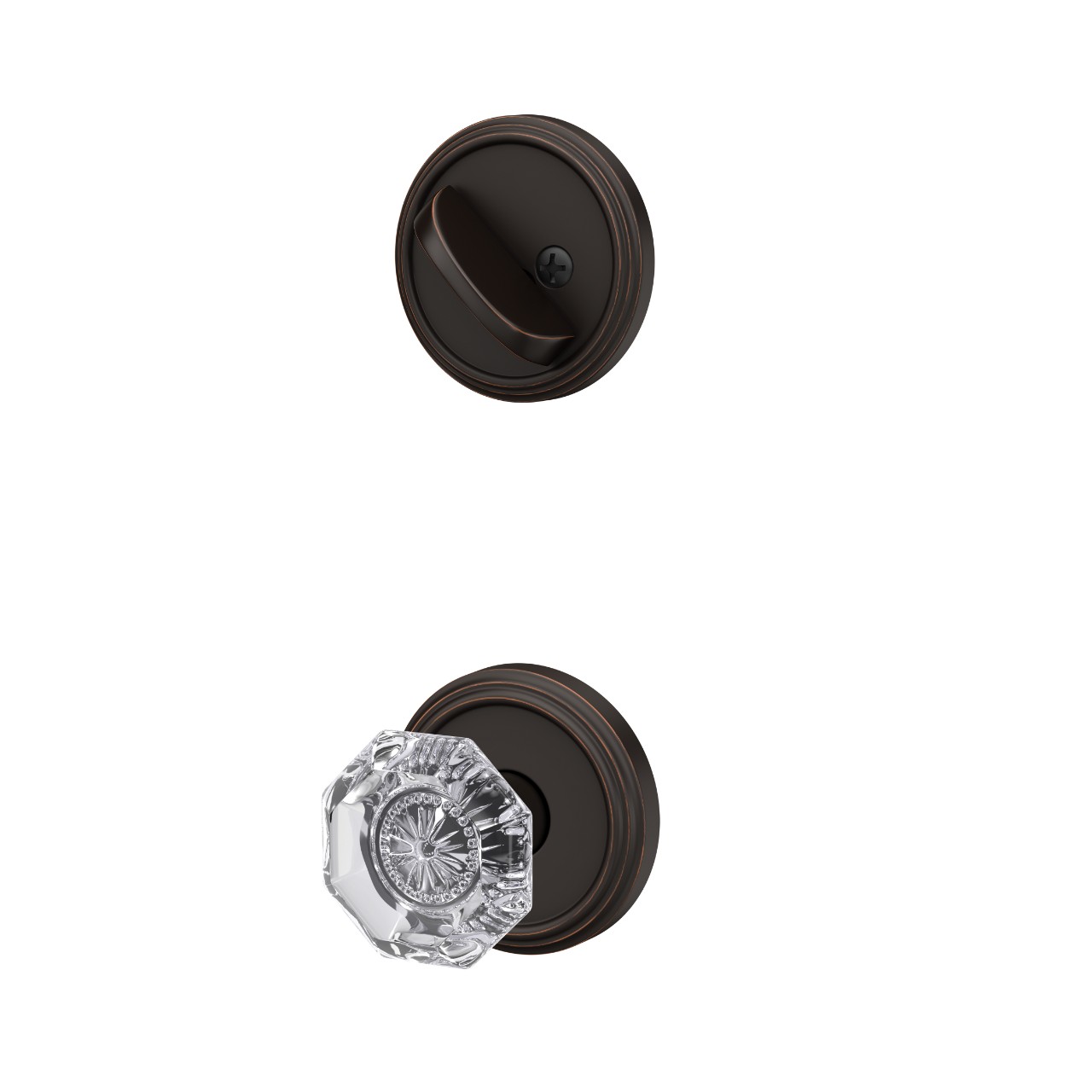 Single Cylinder Handleset Interior with Alexandria Glass Knob