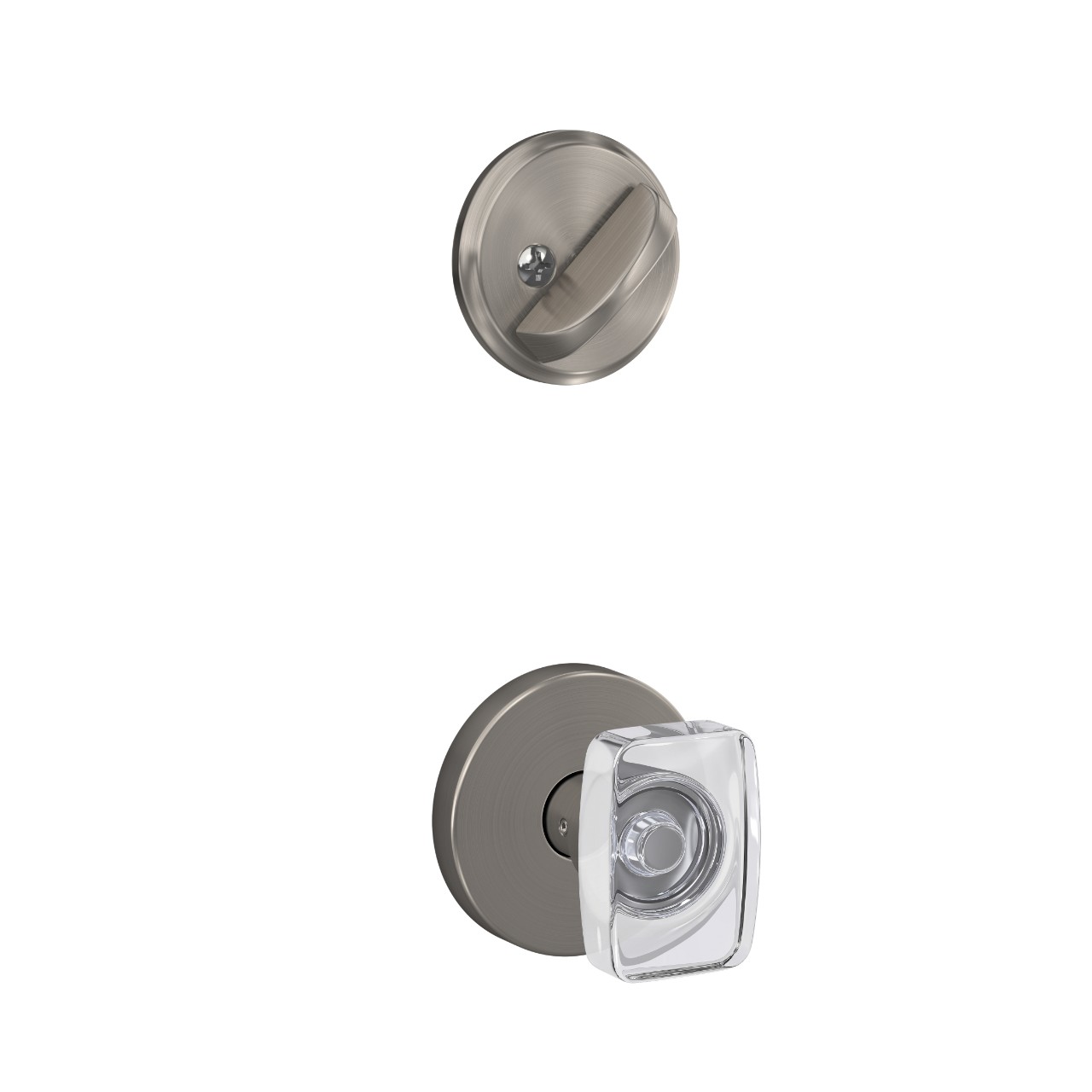 Single Cylinder Handleset Interior with Caine Glass Knob