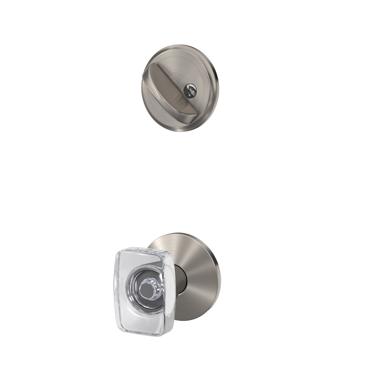 Single Cylinder Handleset Interior with Caine Glass Knob