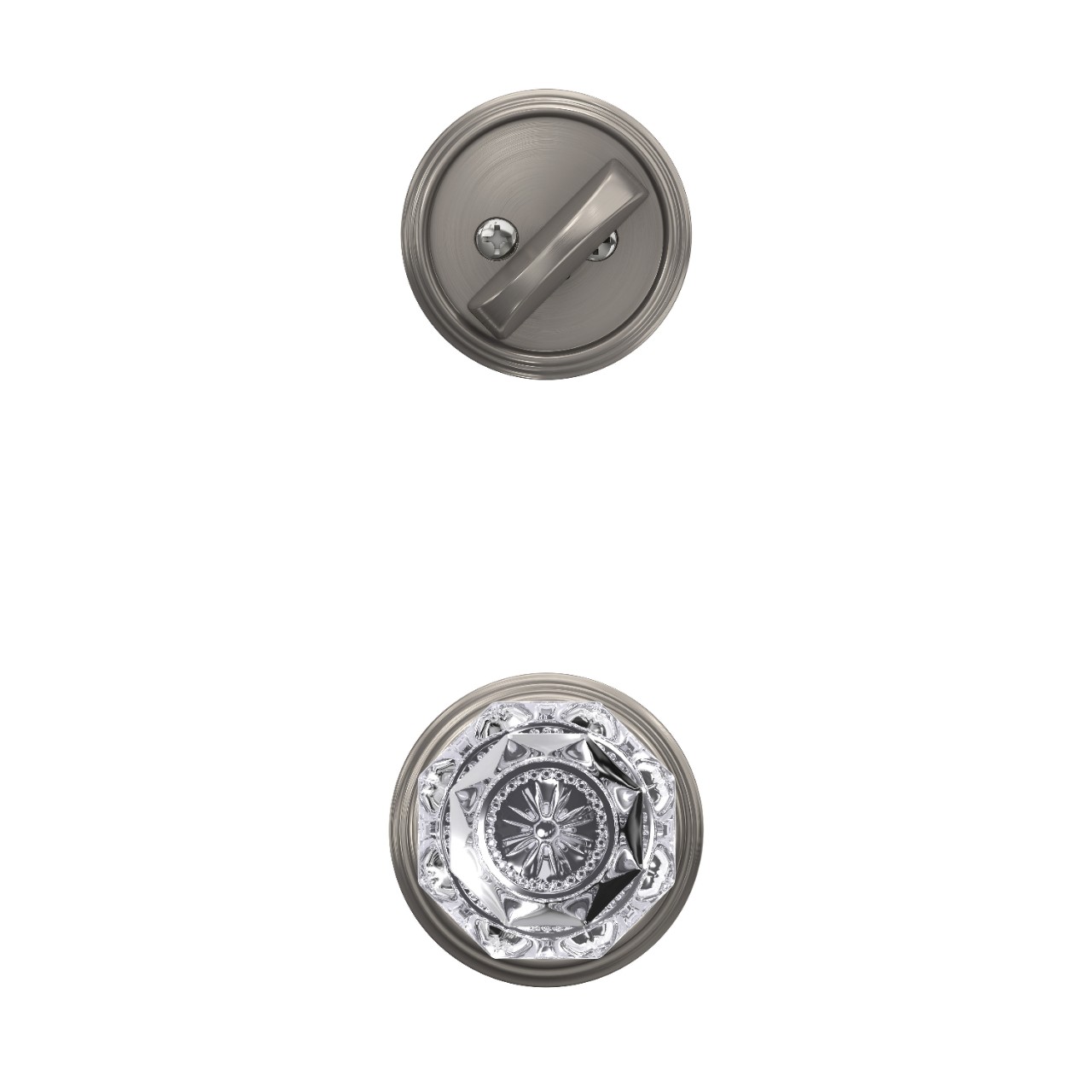 Inactive Handleset Interior with Alexandria Glass Knob