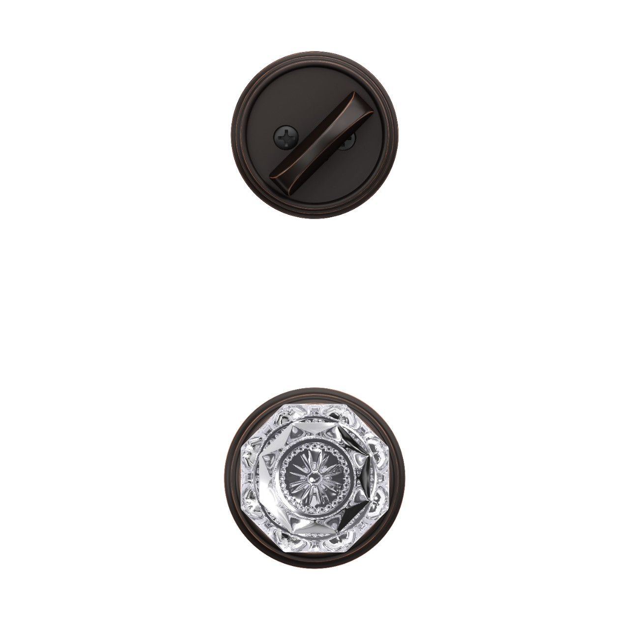 Inactive Handleset Interior with Alexandria Glass Knob