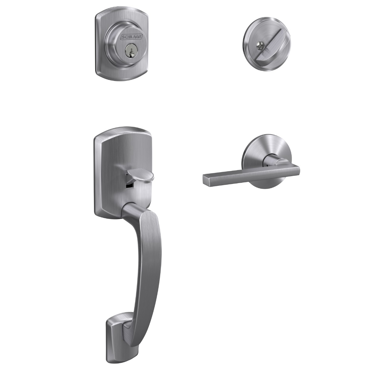 Custom Single Cylinder Handleset and Latitude Lever with Kinsler Trim