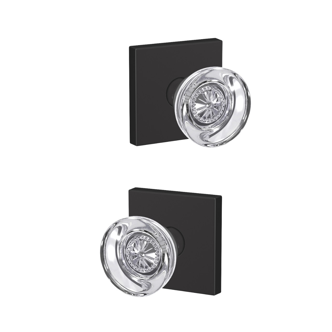 Custom Hobson Glass Knob Combined Interior Hall-Closet and Bed-Bath Lock