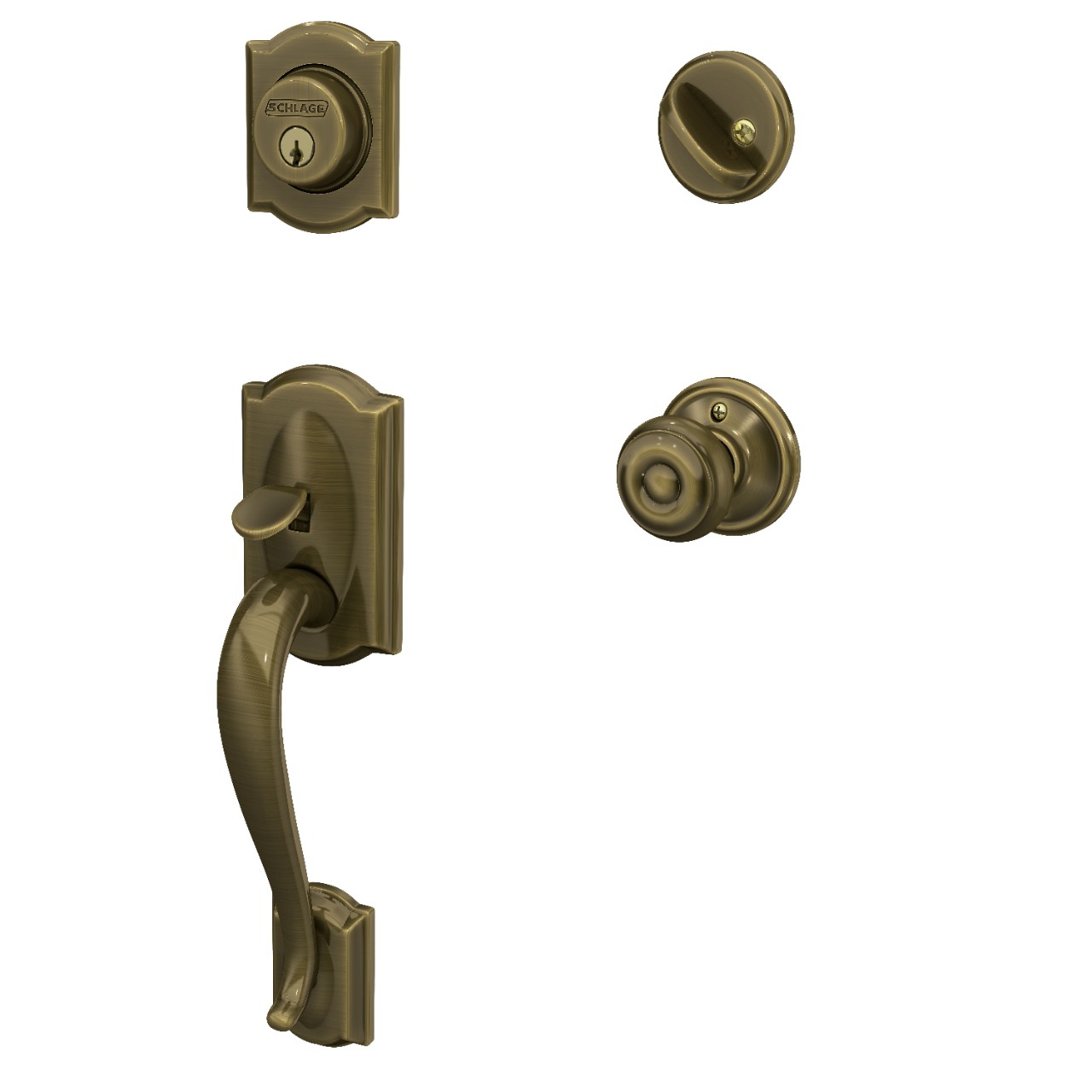 Ensemble de poignée Camelot à cylindre simple et bouton Georgian