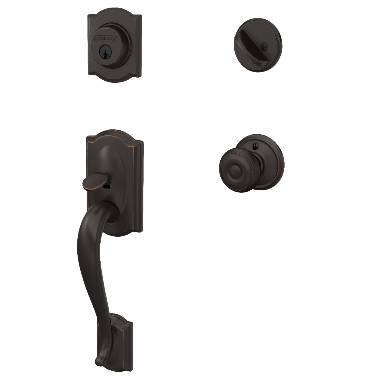 Ensemble de poignée Camelot à cylindre simple et bouton Georgian