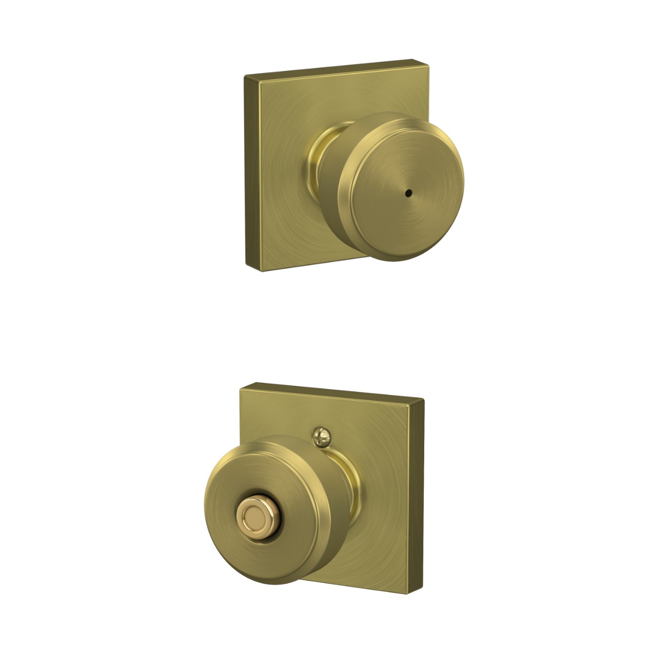 Serrure avec bouton Bowery et garniture Collins pour chambre de bain et chambre à coucher