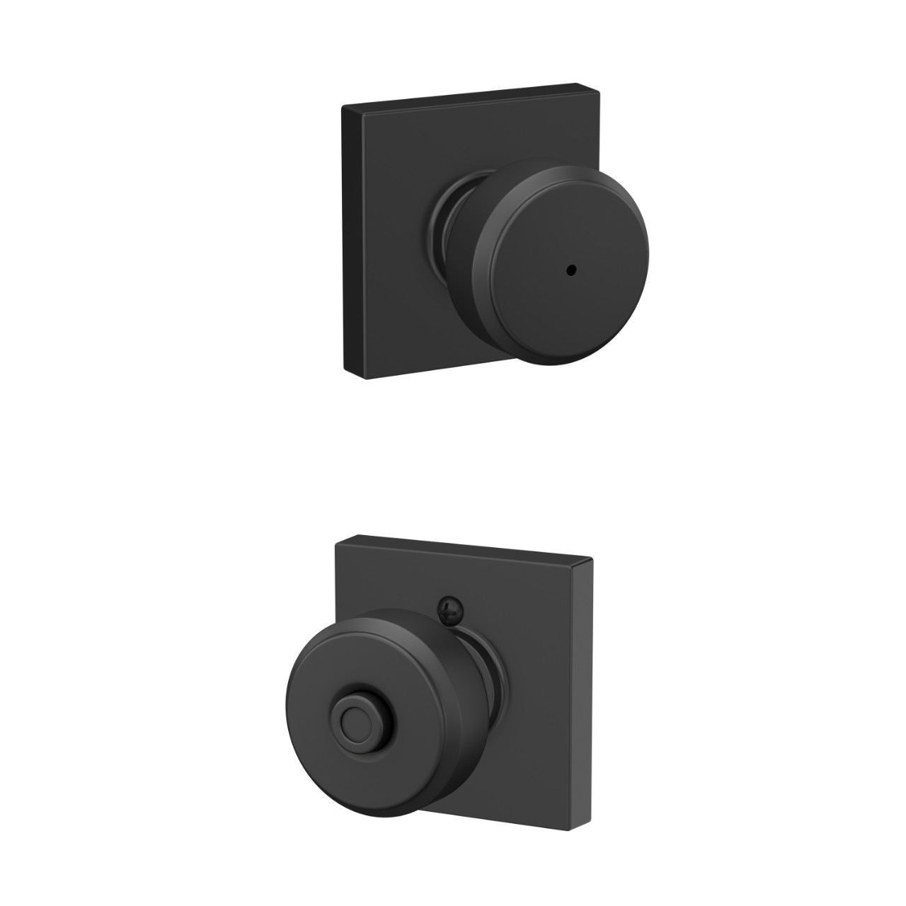 Serrure avec bouton Bowery et garniture Collins pour chambre de bain et chambre à coucher