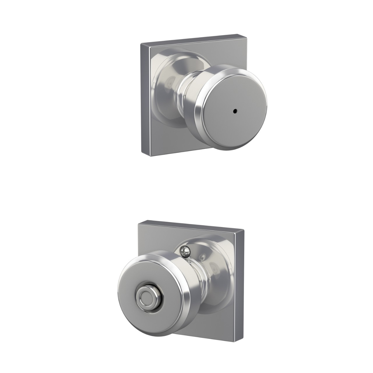 Serrure avec bouton Bowery et garniture Collins pour chambre de bain et chambre à coucher
