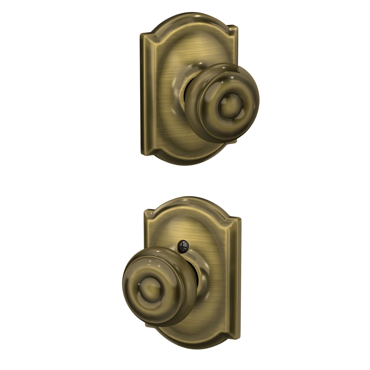 Serrure avec bouton Georgian et garniture Camelot pour vestibule et garde-robe