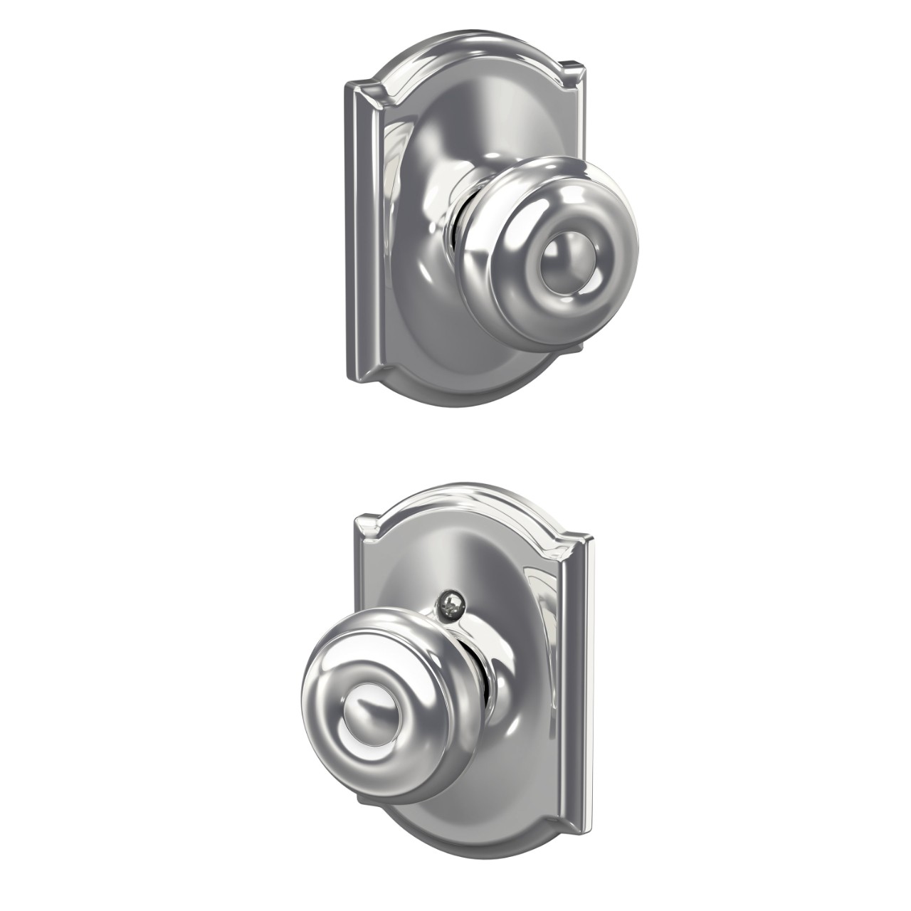 Serrure avec bouton Georgian et garniture Camelot pour vestibule et garde-robe