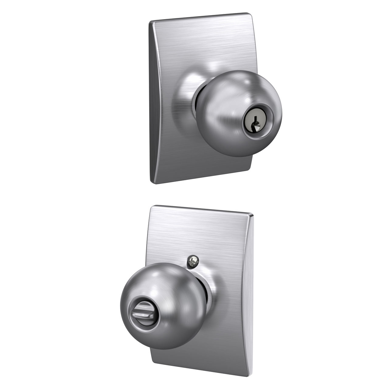 Serrure d’entrée à clé avec bouton Orbit et garniture Century