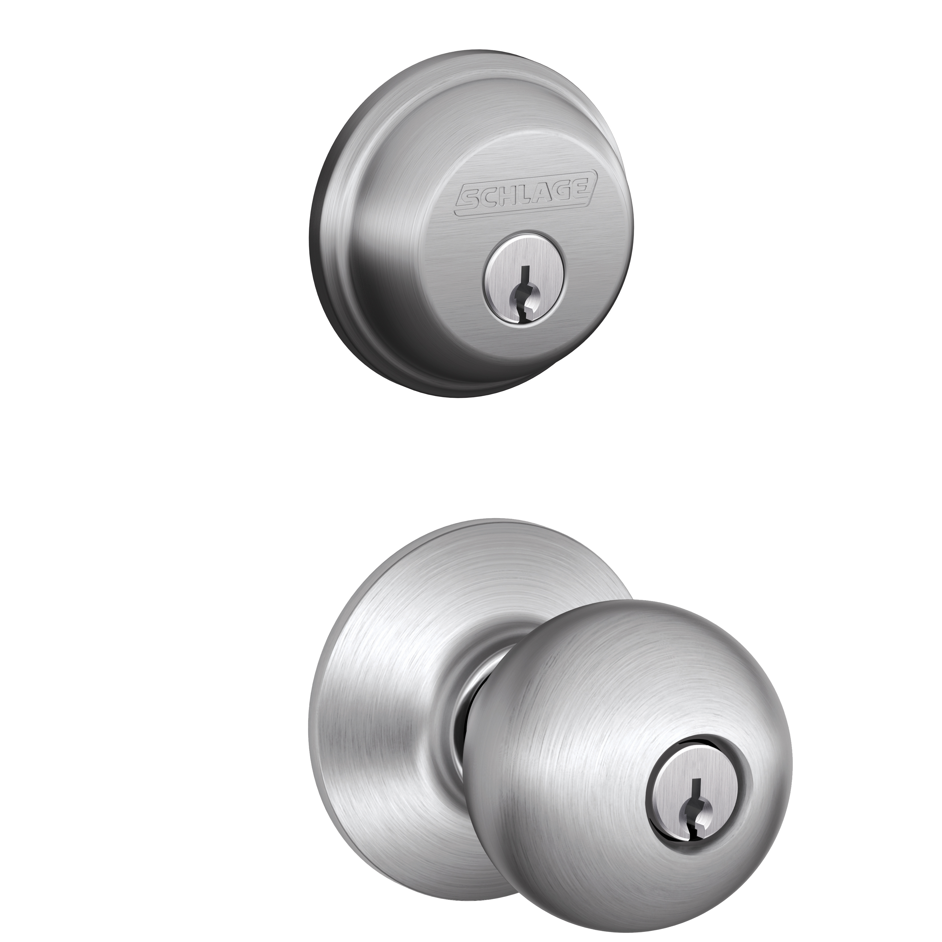 Single Cylinder Deadbolt and Orbit Knob Keyed Entry Lock
