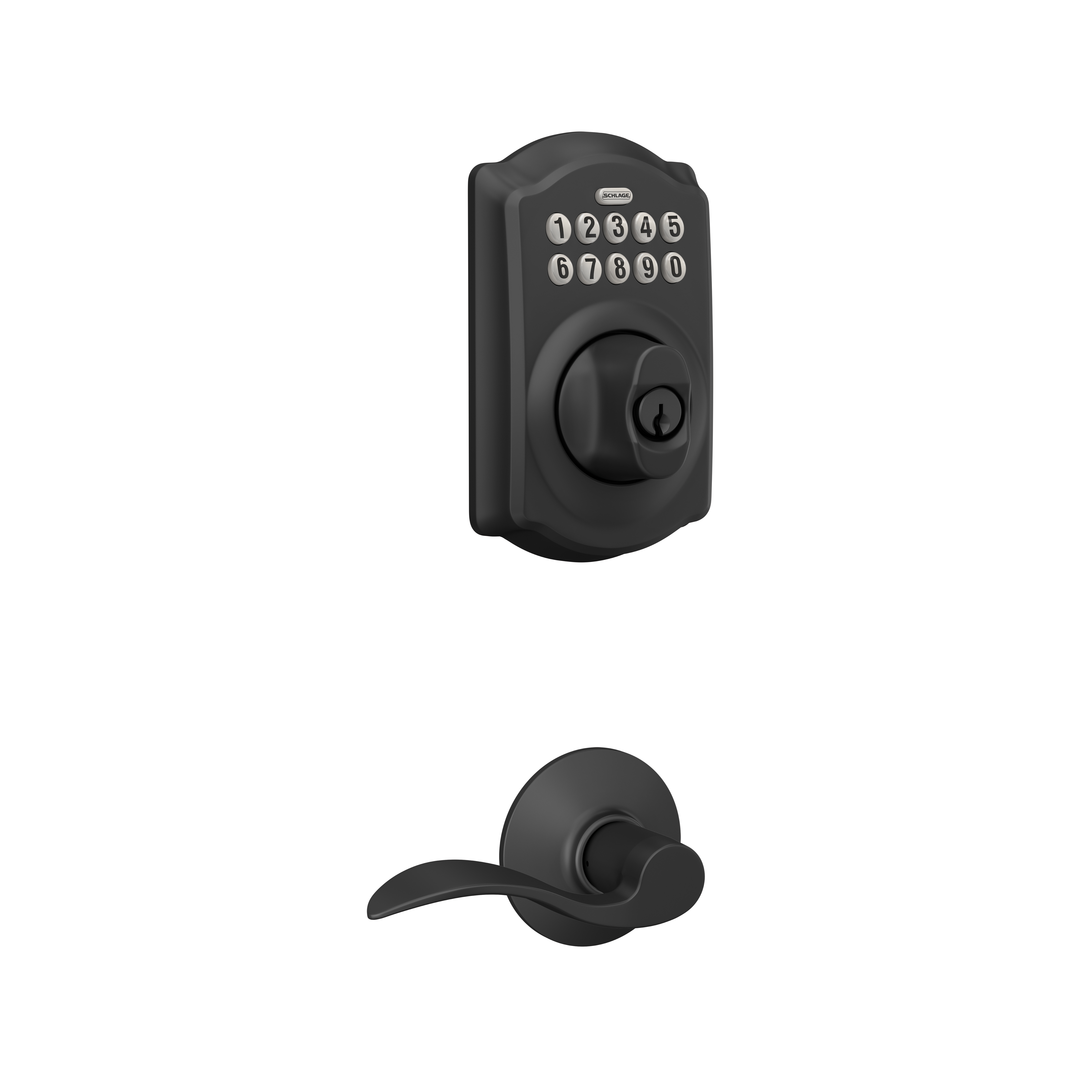 Keypad Deadbolt paired with Accent Passage Lever