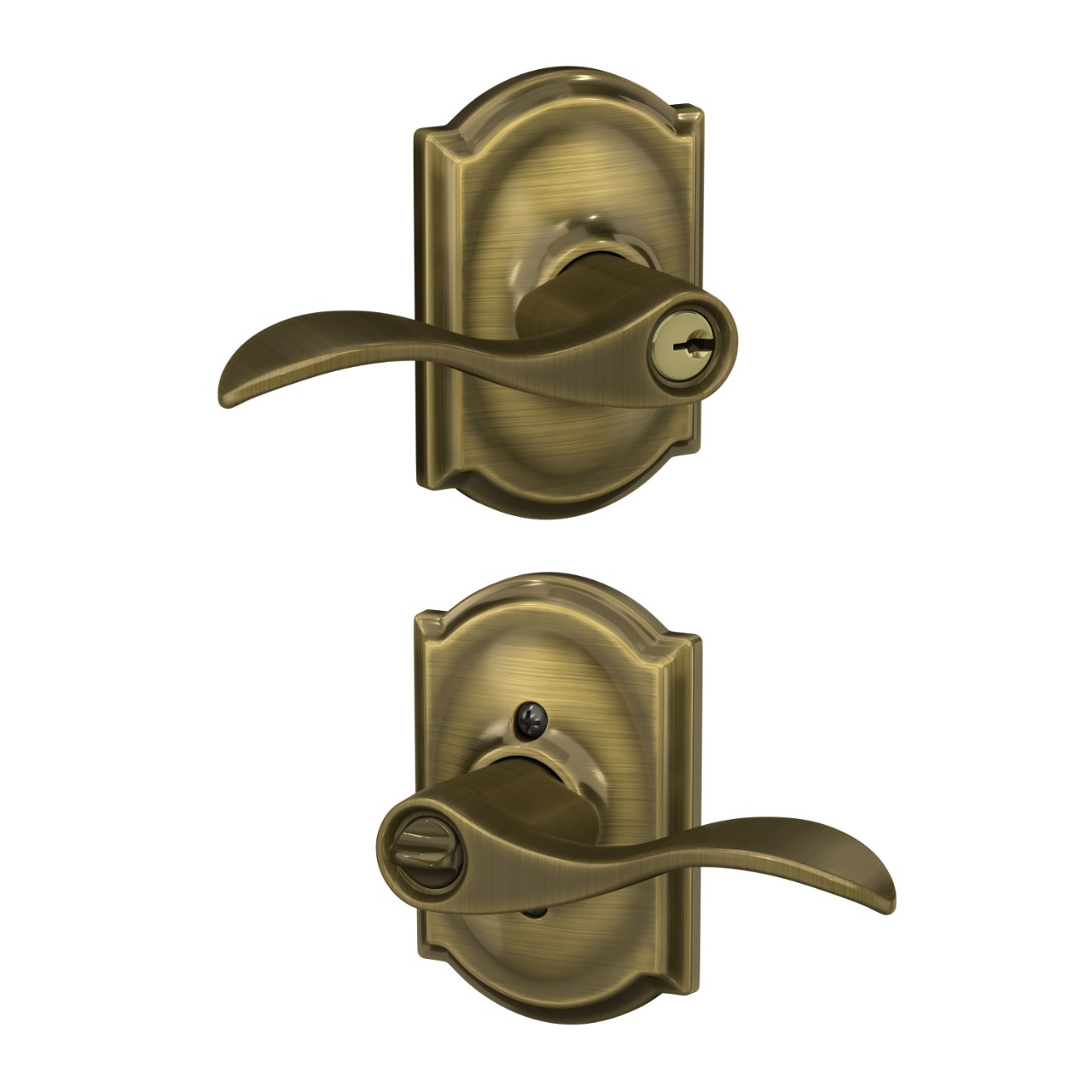 Serrure d’entrée à clé avec levier Accent et garniture Camelot