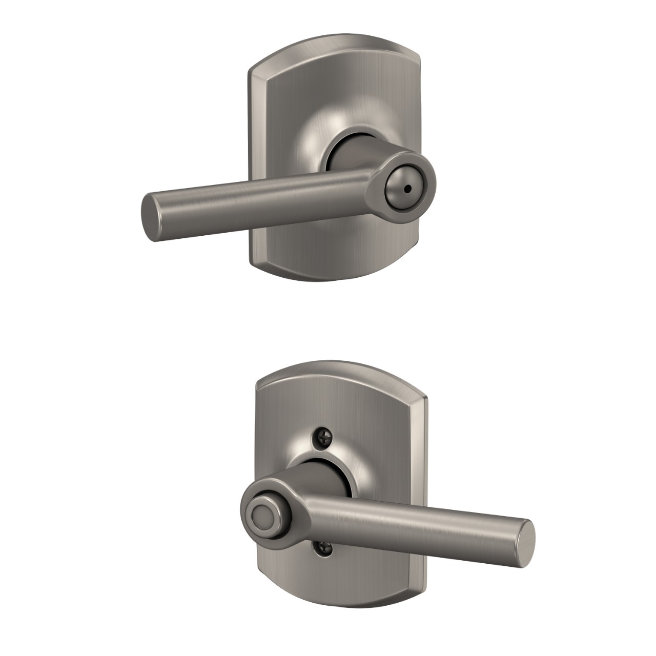Serrure avec levier Broadway et garniture Greenwich pour chambre de bain et chambre à coucher