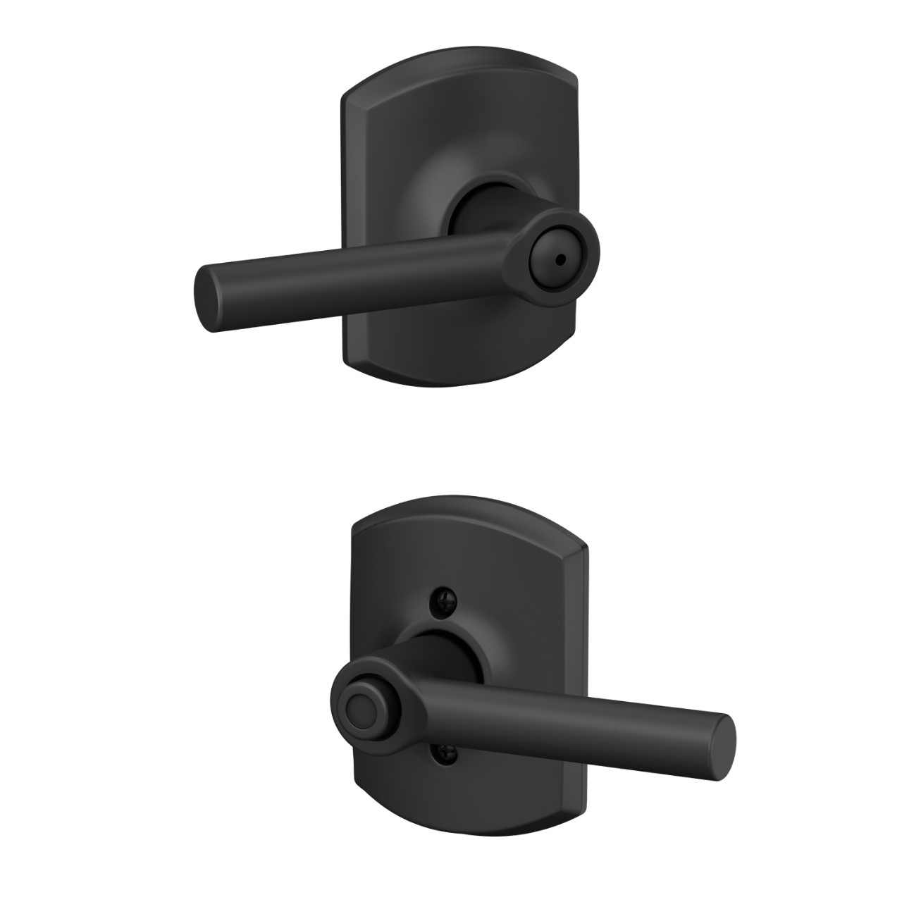 Serrure avec levier Broadway et garniture Greenwich pour chambre de bain et chambre à coucher