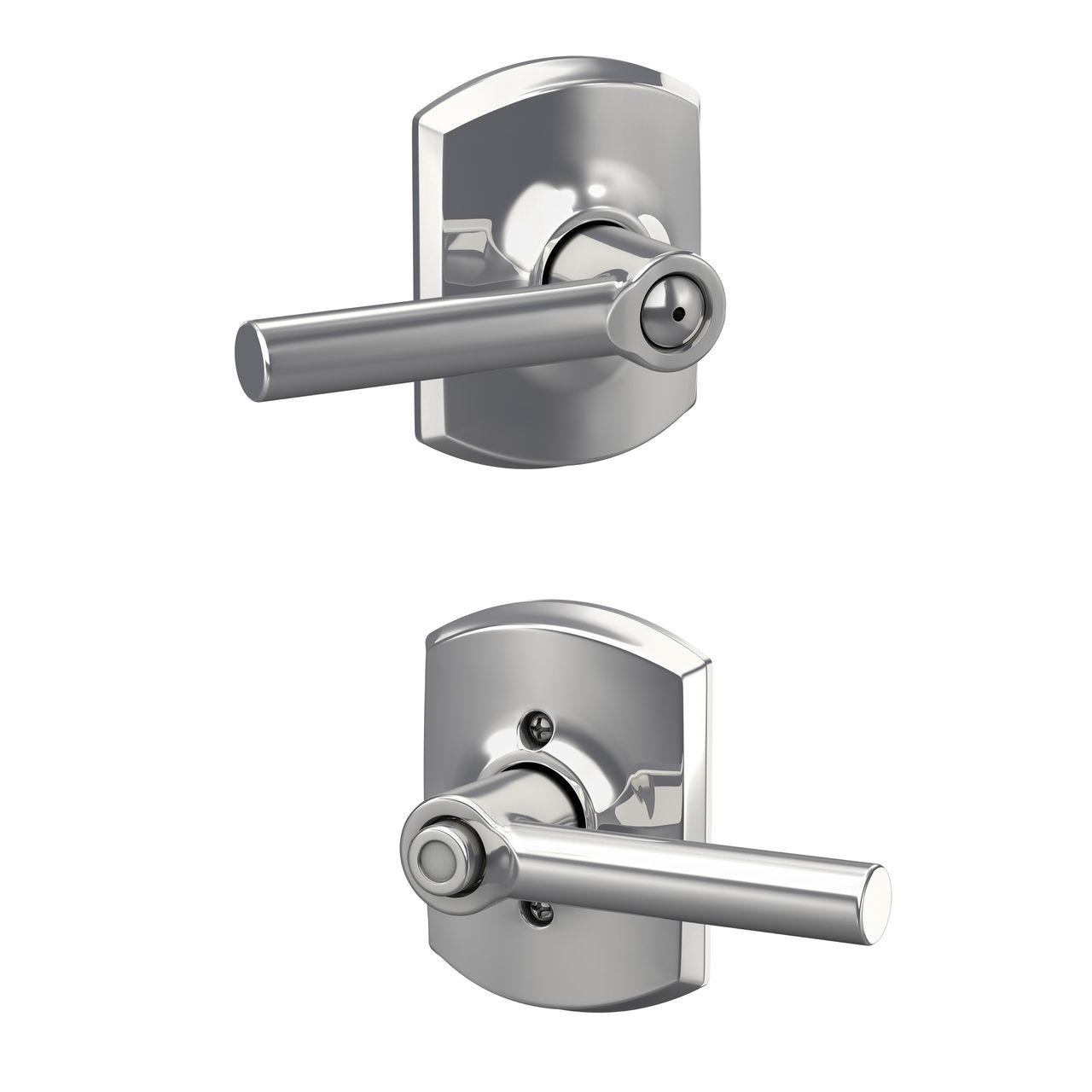 Serrure avec levier Broadway et garniture Greenwich pour chambre de bain et chambre à coucher