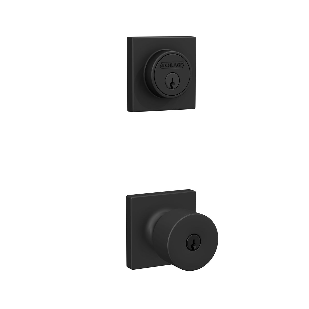 Schlage Home Essentials Single Cylinder Deadbolt and Realm Keyed Entry Door Knob with Crawley Trim